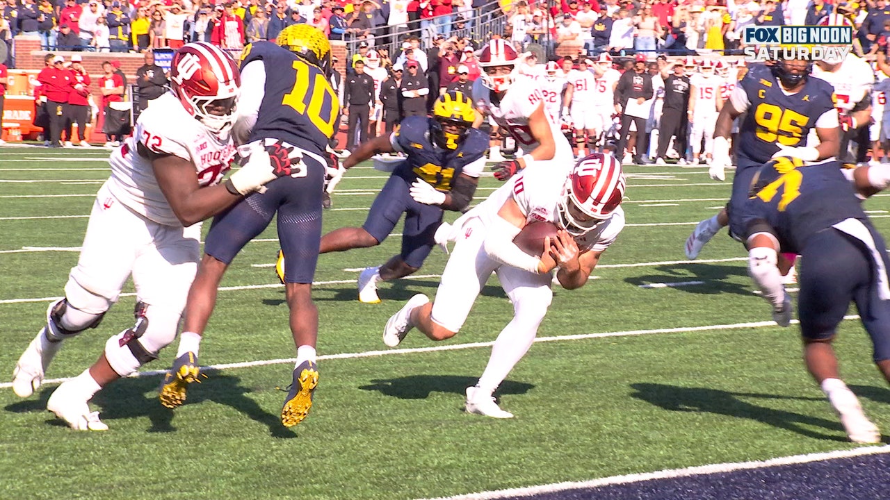 Josh Hoover punches it in for 4-yard rushing TD, giving Indiana lead over Michigan in OT