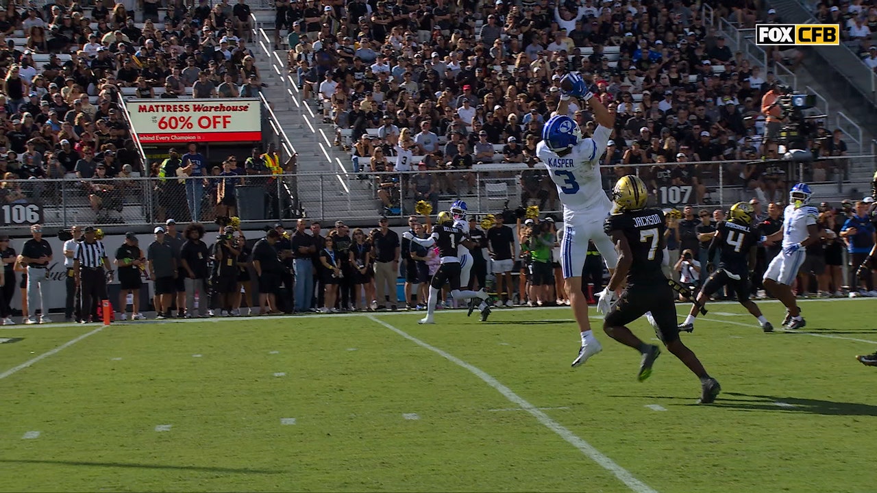 BYU's Kyler Kasper grabs a 27-yard TD pass from Bear Bachmeier, taking early lead vs UCF