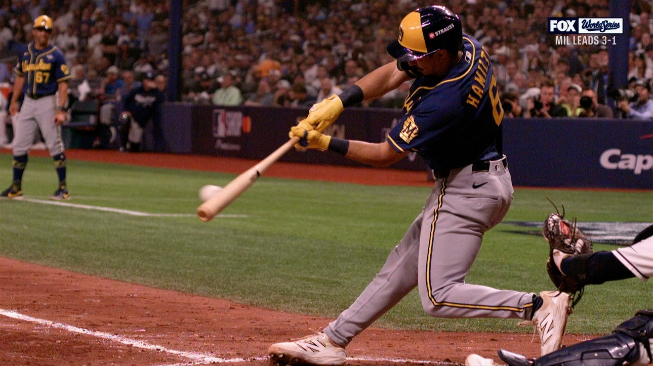 David Hamilton Drives In Run with Single to Extend Brewers' Lead Over Rays