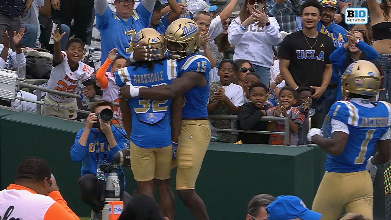 Derrick Barksdale intercepts Luke Duncan and returns 26-yards for TD, extending UCLA’s lead over Nevada