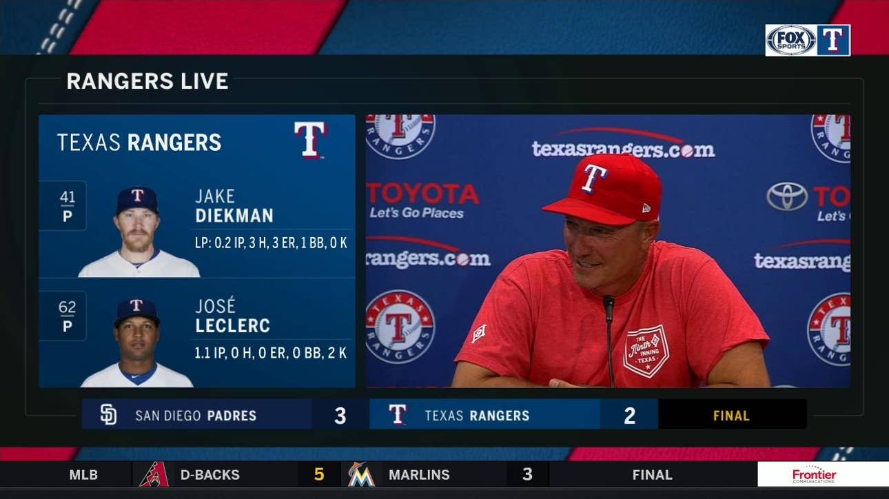 Jeff Banister talks ABD's start, Rangers loss to Padres