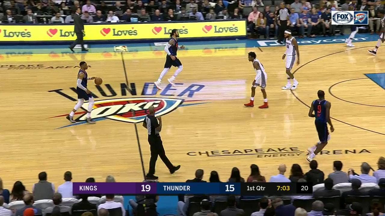 HIGHLIGHTS: Russell Westbrook hits Paul George for ally oop | Thunder vs. Kings