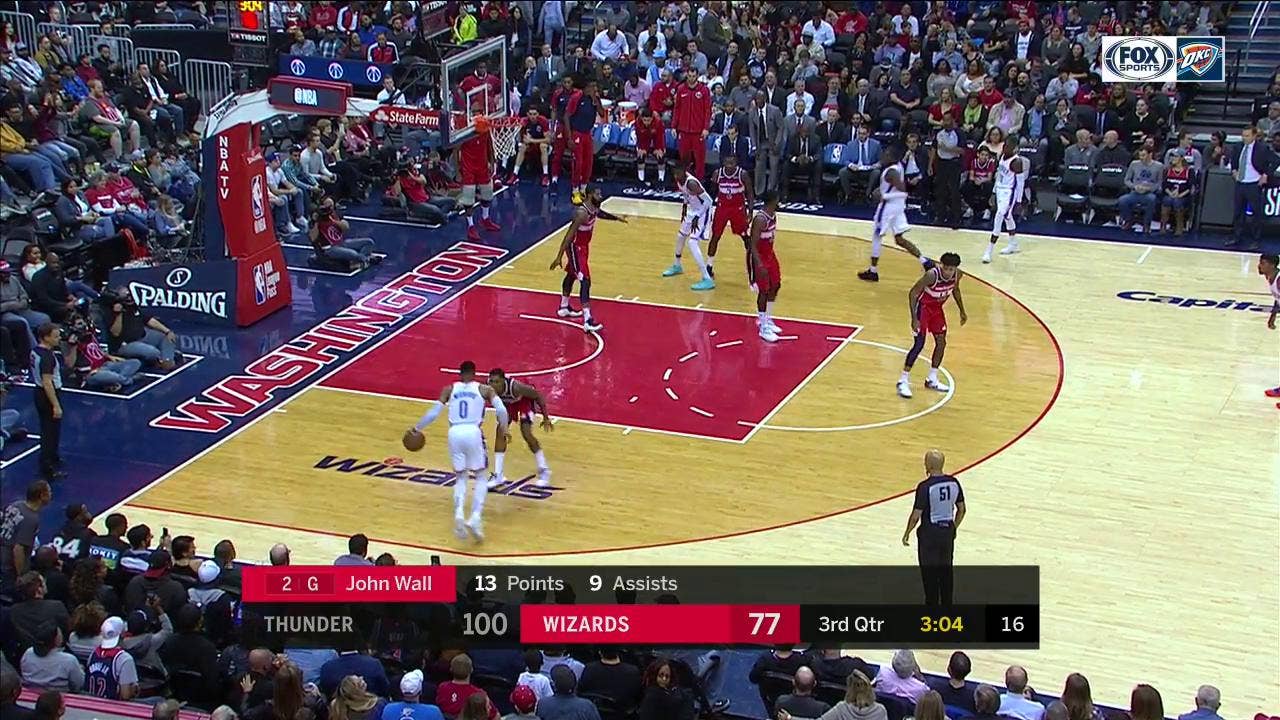 HIGHLIGHTS: Russell Westbrook makes a jump shot from 17 feet out | OKC Thunder at Washington Wizards