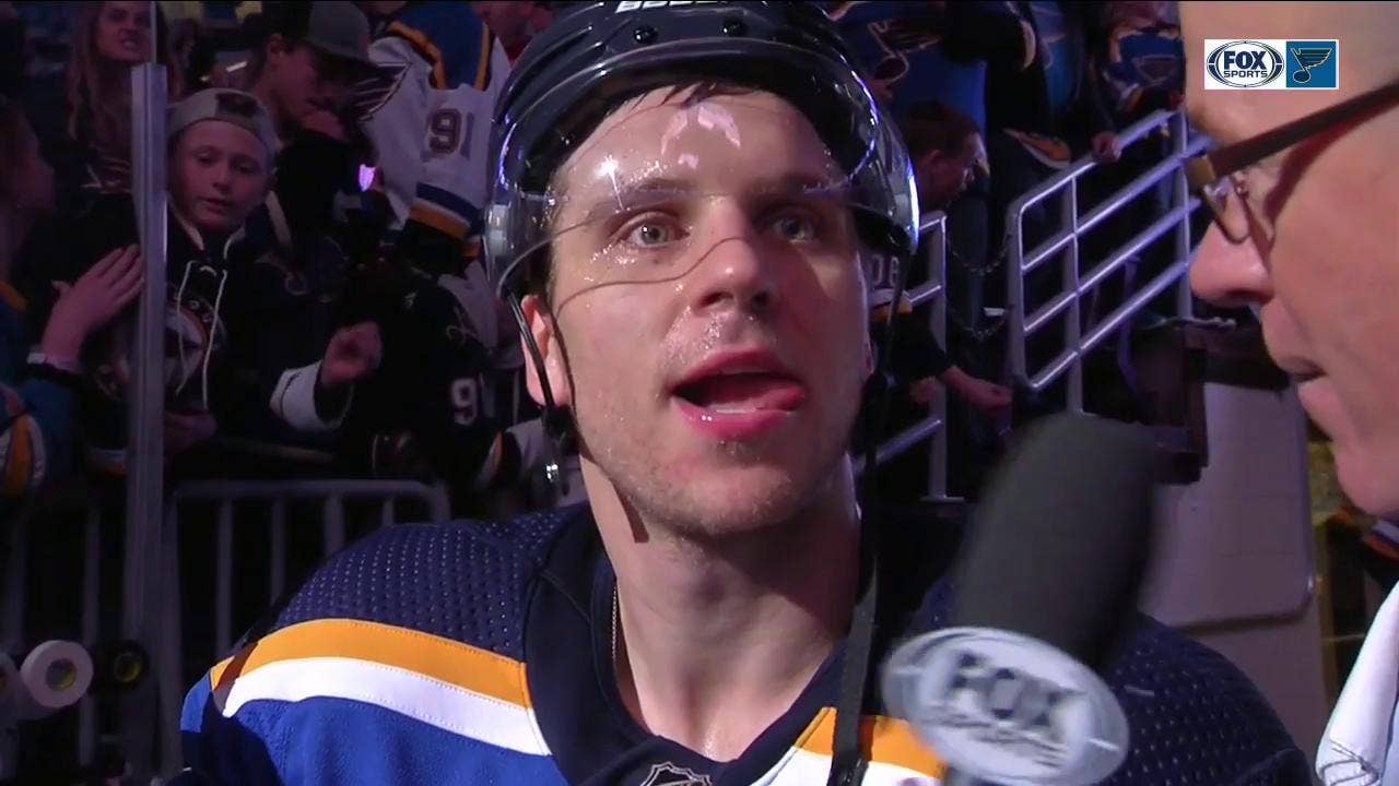 Schenn on Berube's first win as coach of Blues