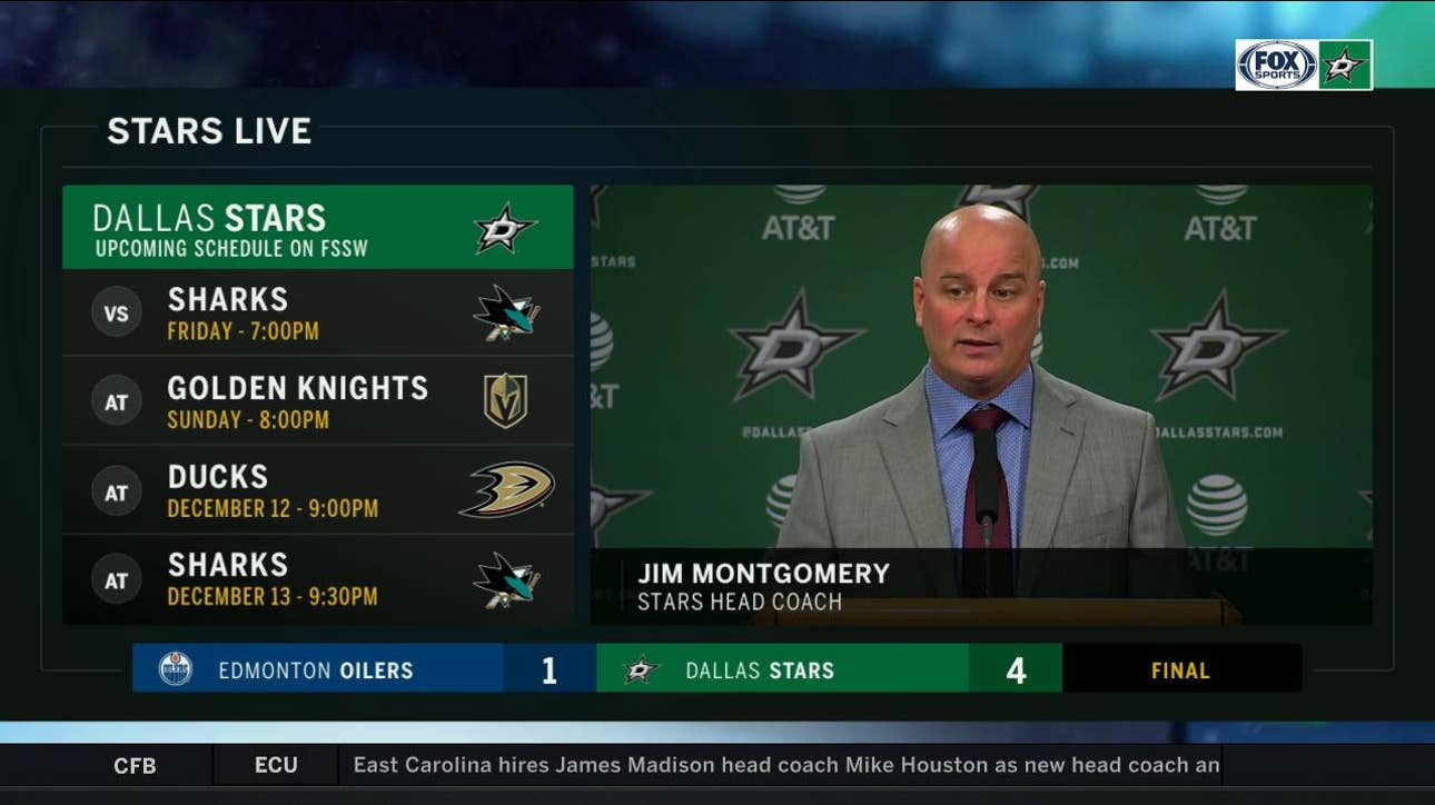 Jim Montgomery on the Stars win at Home vs. Oilers