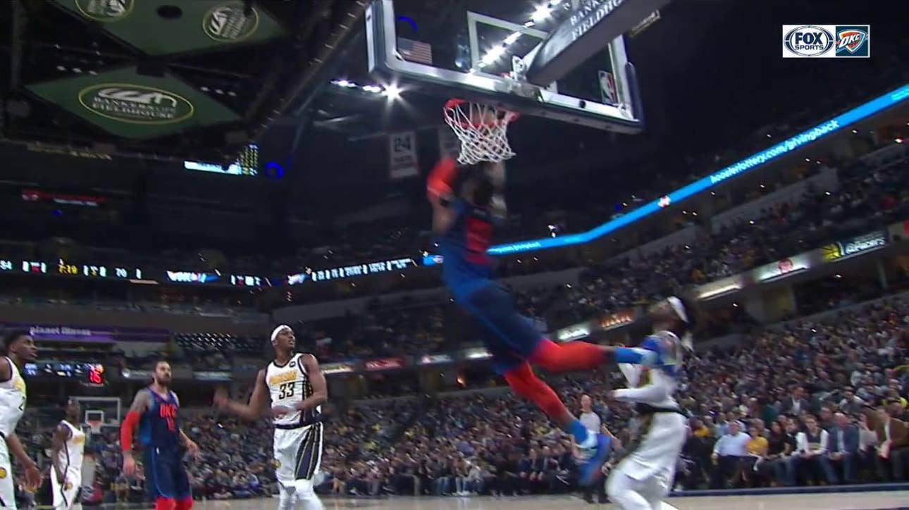 HIGHLIGHTS: A CONTORTED Paul George finds a way get it to fall