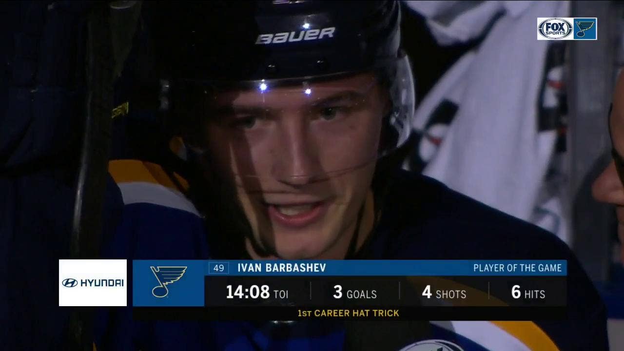 Barbashev scores a hat trick with his family in the building visiting from Russia