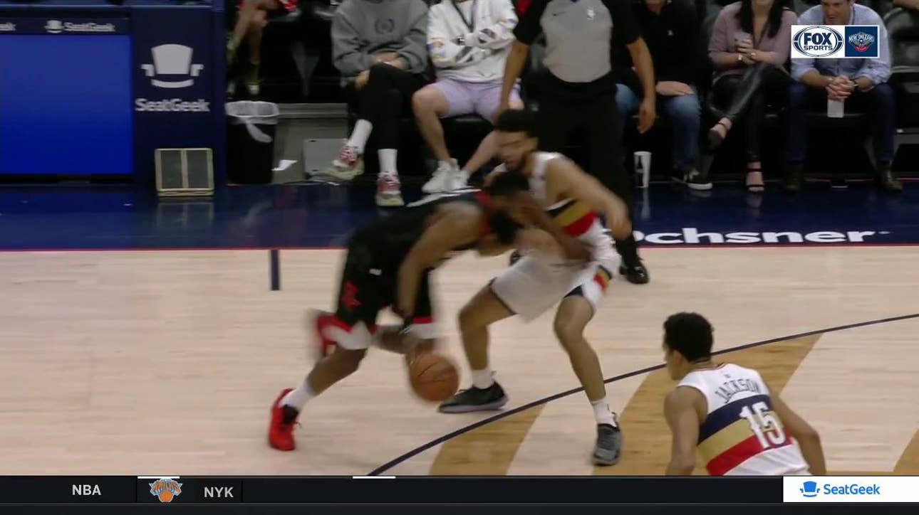 Anthony Davis Block on Harden | Pelicans Live