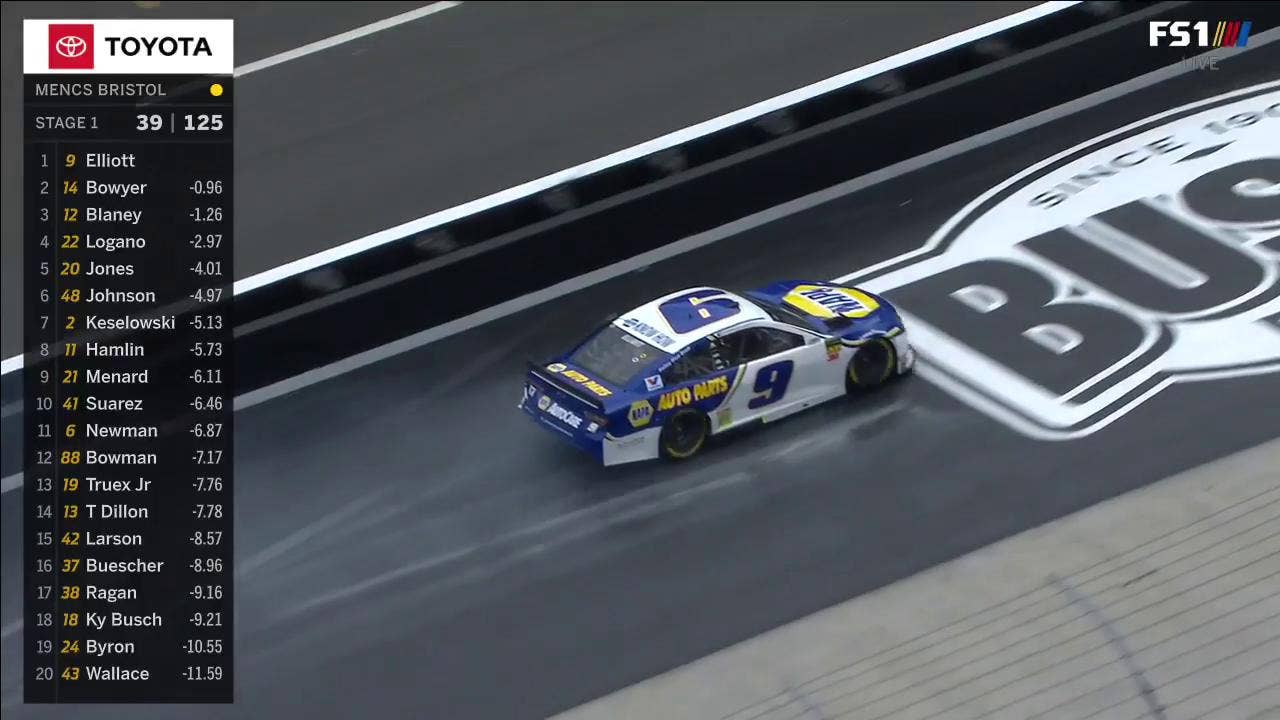 Chase Elliott gets spun while leading at Bristol Motor Speedway
