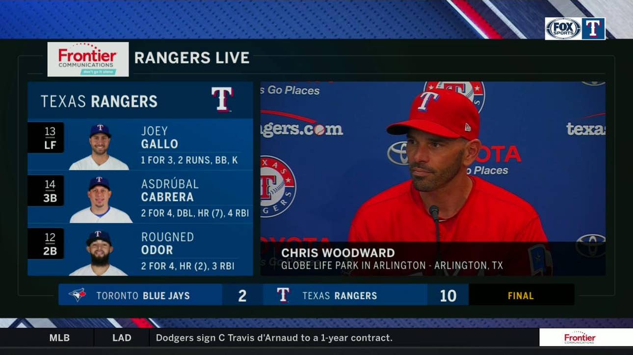 Woody talks Cabrera At Bat in Texas' 10-2 Win over Toronto
