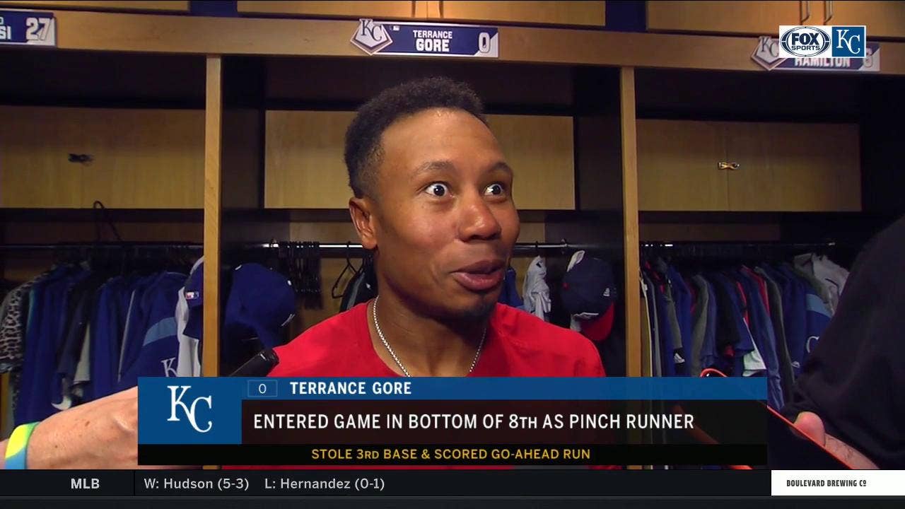 Terrance Gore on how he stayed on the bag while stealing third base