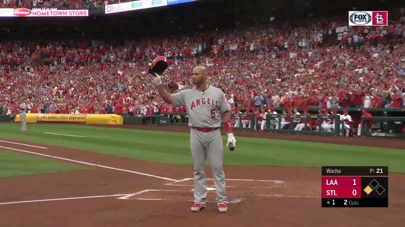 Cardinals fans give Albert Pujols a standing ovation in his return to Busch Stadium