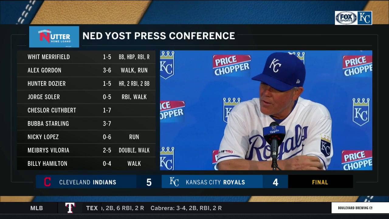 Yost on Royals barely missing homers, Staumont's debut