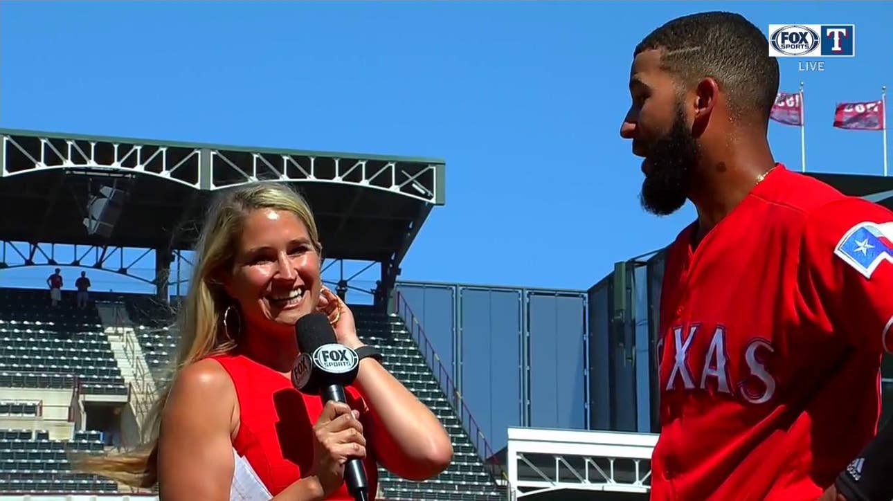 Nomar Mazara gets ice bath after first career walk-off home run