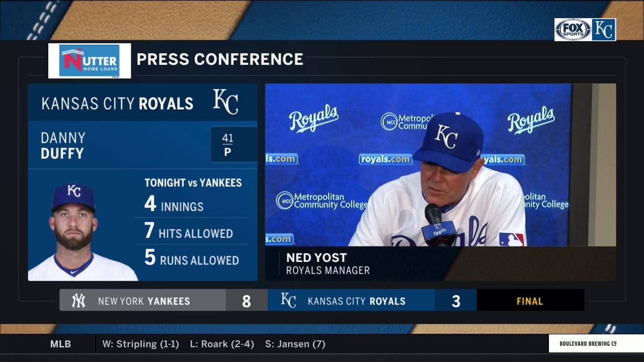 Ned Yost on Danny Duffy: 'It's a struggle for him right now'