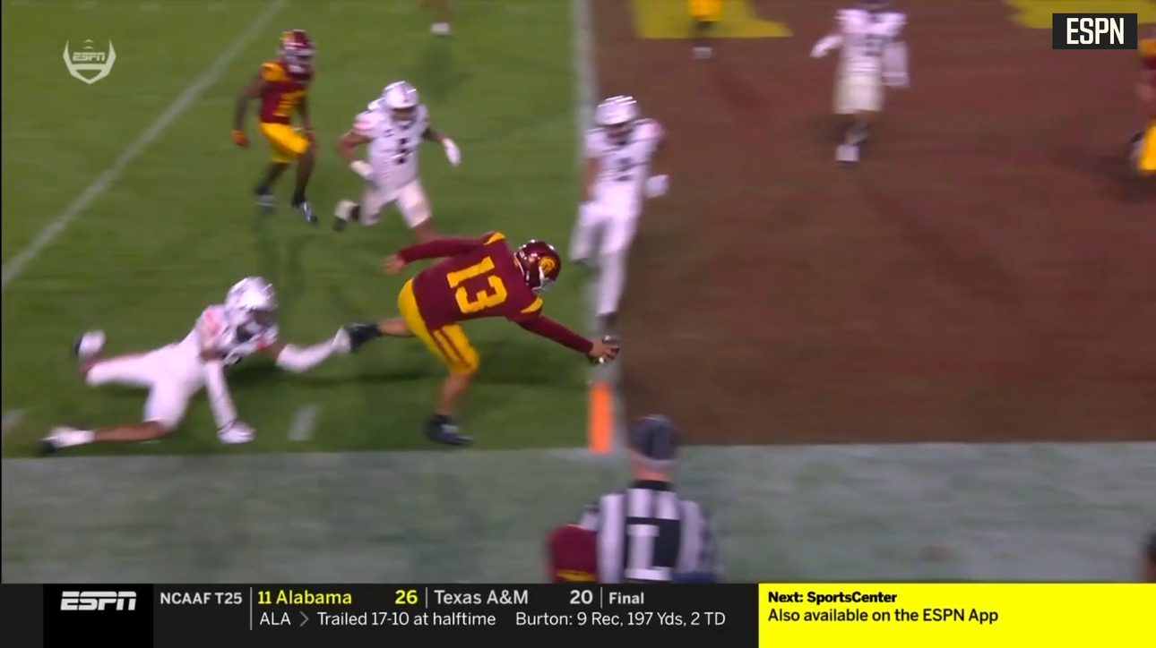 USC's Caleb Williams seals OT victory over Arizona with UNREAL diving two-point conversation