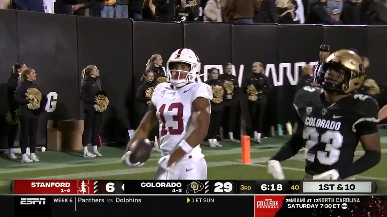 Stanford's Elic Ayomanor scores back-to-back touchdowns to trim Colorado's lead
