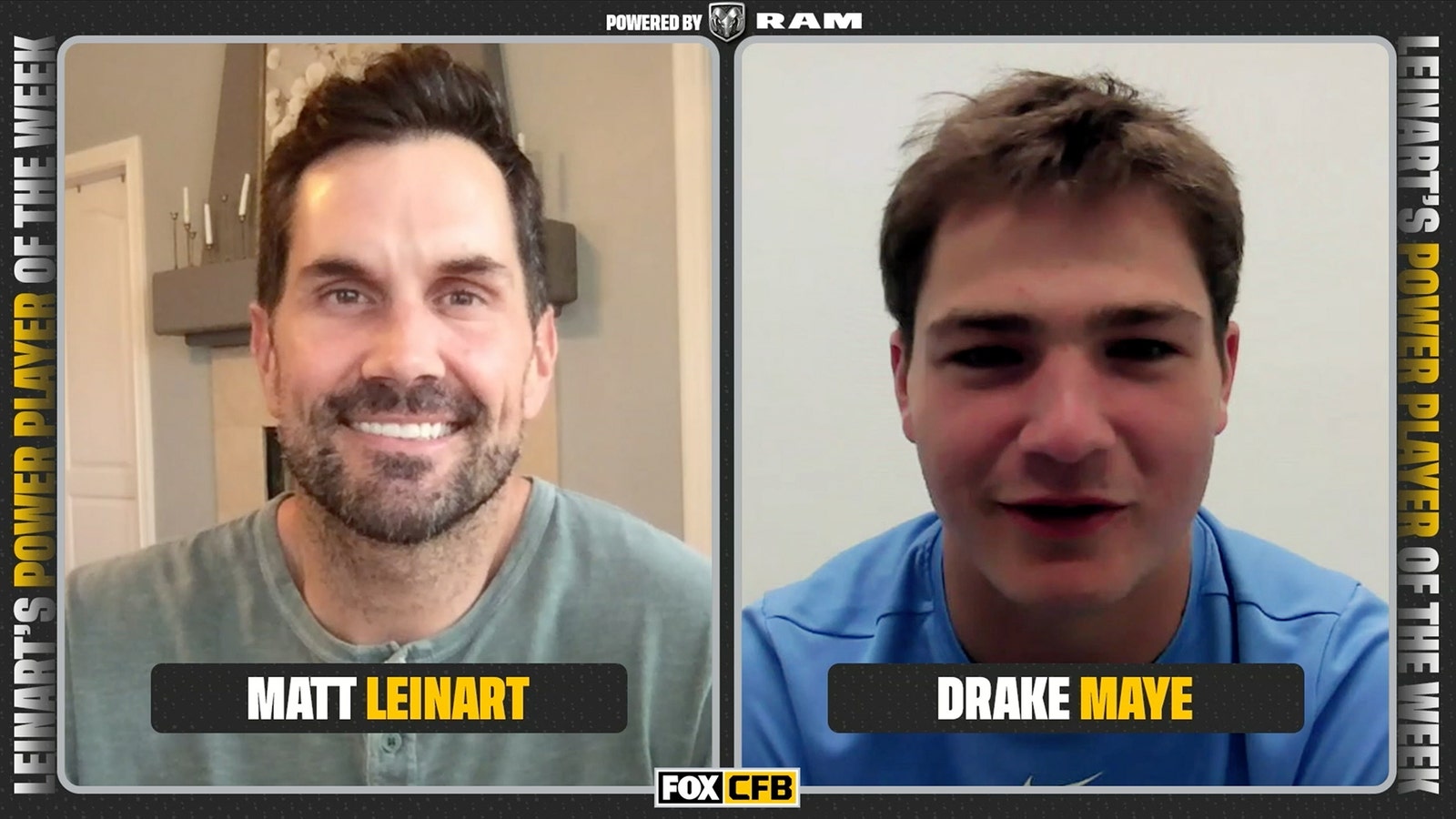 Matt Leinart talks to UNC's Drake Maye