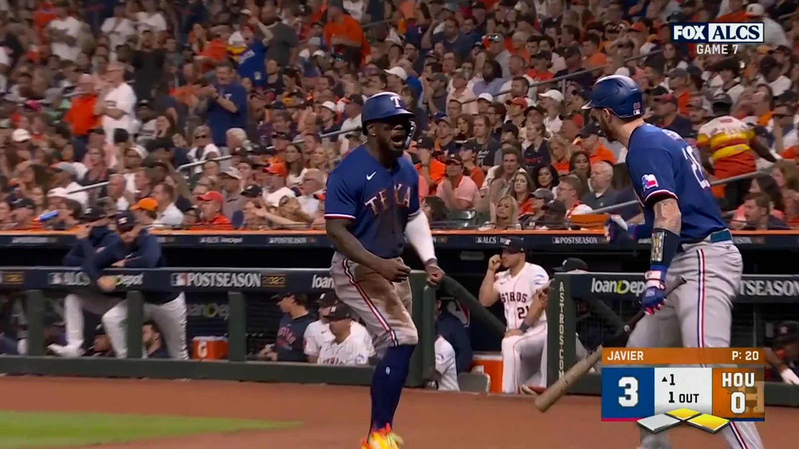 The Rangers scored three runs in the first inning to take an early lead over the Astros
