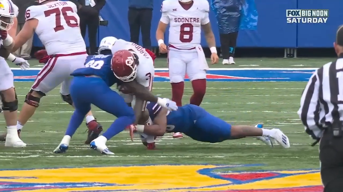 JB Brown's nasty forced fumble fuels Jason Bean's ELECTRIC 38-yard rushing TD as Kansas grabs lead over Oklahoma
