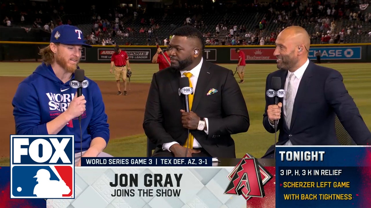 Rangers' Jon Gray joins David Ortiz, Derek Jeter and the 'MLB on FOX' crew to discuss Game 3 WS win