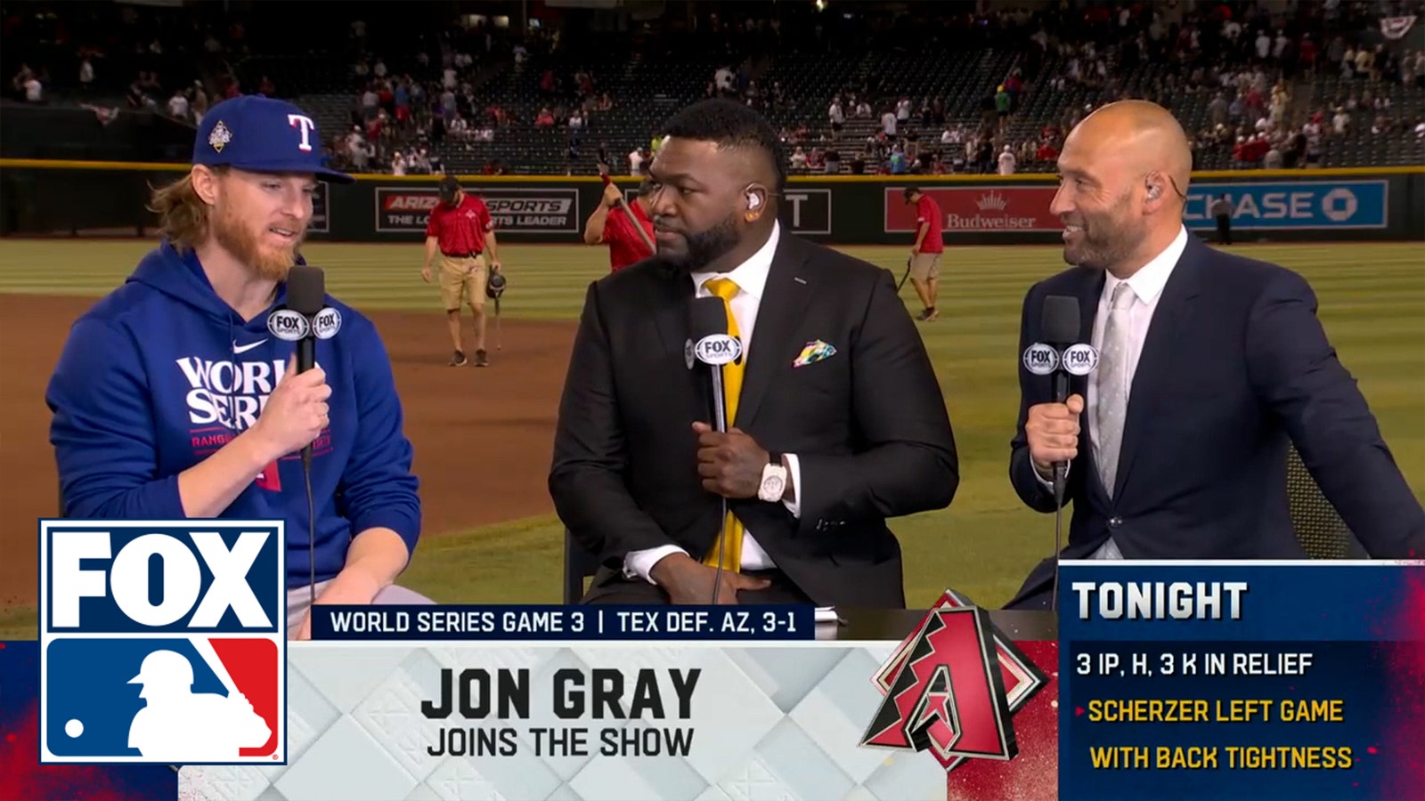 Rangers' Jon Gray joins Big Papi, Derek Jeter to discuss Game 3 win