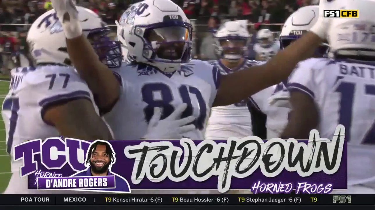 TCU's Josh Hoover connects with DJ Rogers for a 17-yard TD to even the score against Texas Tech   