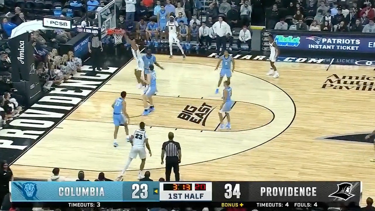Rafael Castro throws down a hammer dunk to extend Providence's lead vs. Columbia