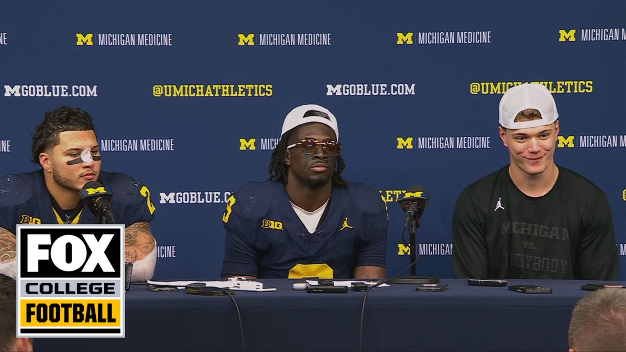 Postgame presser J.J. McCarthy Blake Corum Rod Moore on Michigan s victory over Ohio State