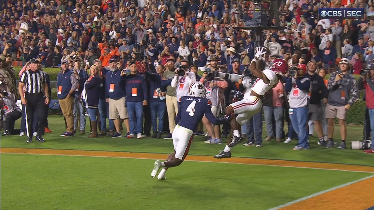 Jalen Milroe throws a go-ahead TD, Terrion Arnold follows up with an interception to seal Alabama’s victory over Auburn