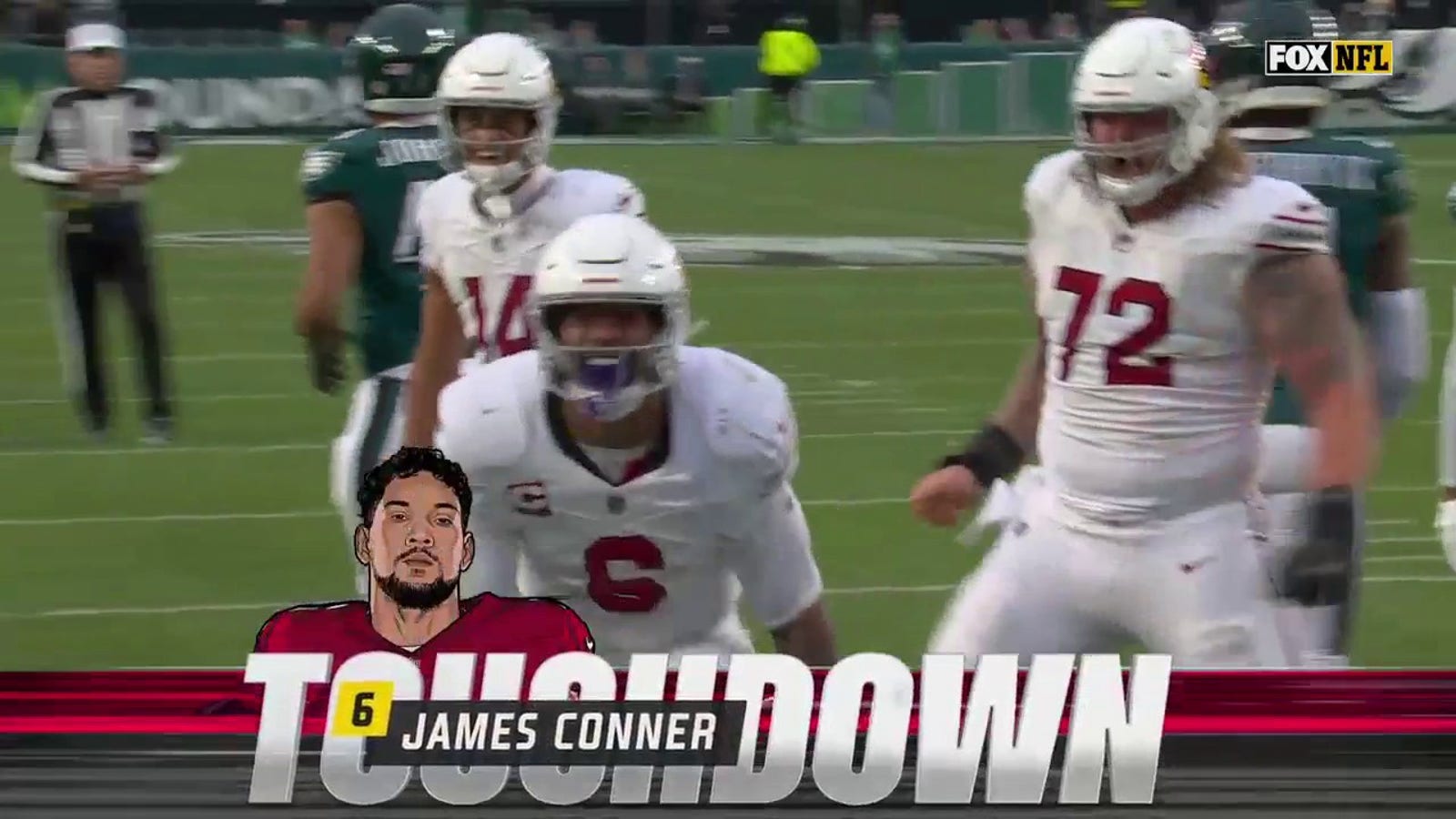 Cardinals' James Conner dives for a game-winning touchdown in upset over Eagles 