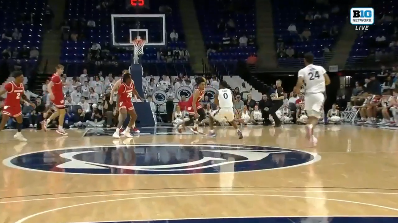 Penn State's Zach Hicks drills a 3-pointer off a smooth between-the-legs pass from Kanye Clary