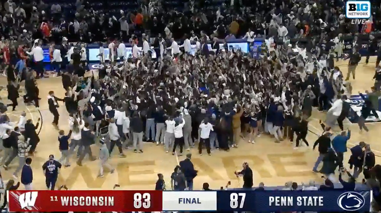 Fans storm the court as Penn State upsets No. 15 Wisconsin
