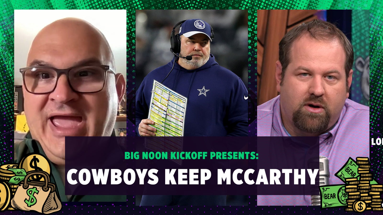 Dallas Cowboys keep Mike McCarthy, divisional round best bets, Caleb Williams and more.