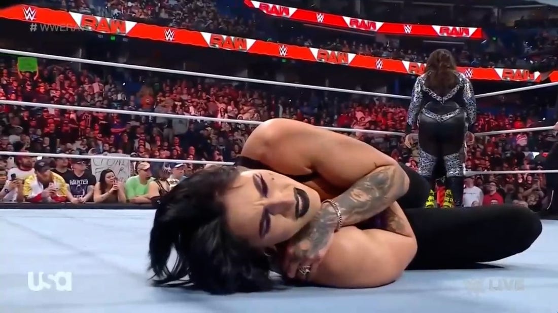 Rhea Ripley blindsided by Nia Jax after crashing Bayley’s Royal Rumble victory speech 