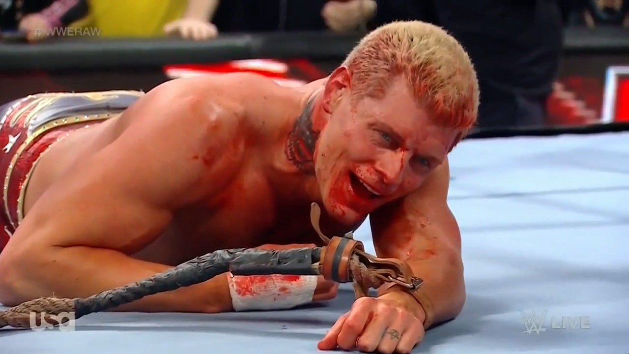  Cody Rhodes pulverized by Drew McIntyre after Bull Rope Match vs. Shinsuke Nakamura