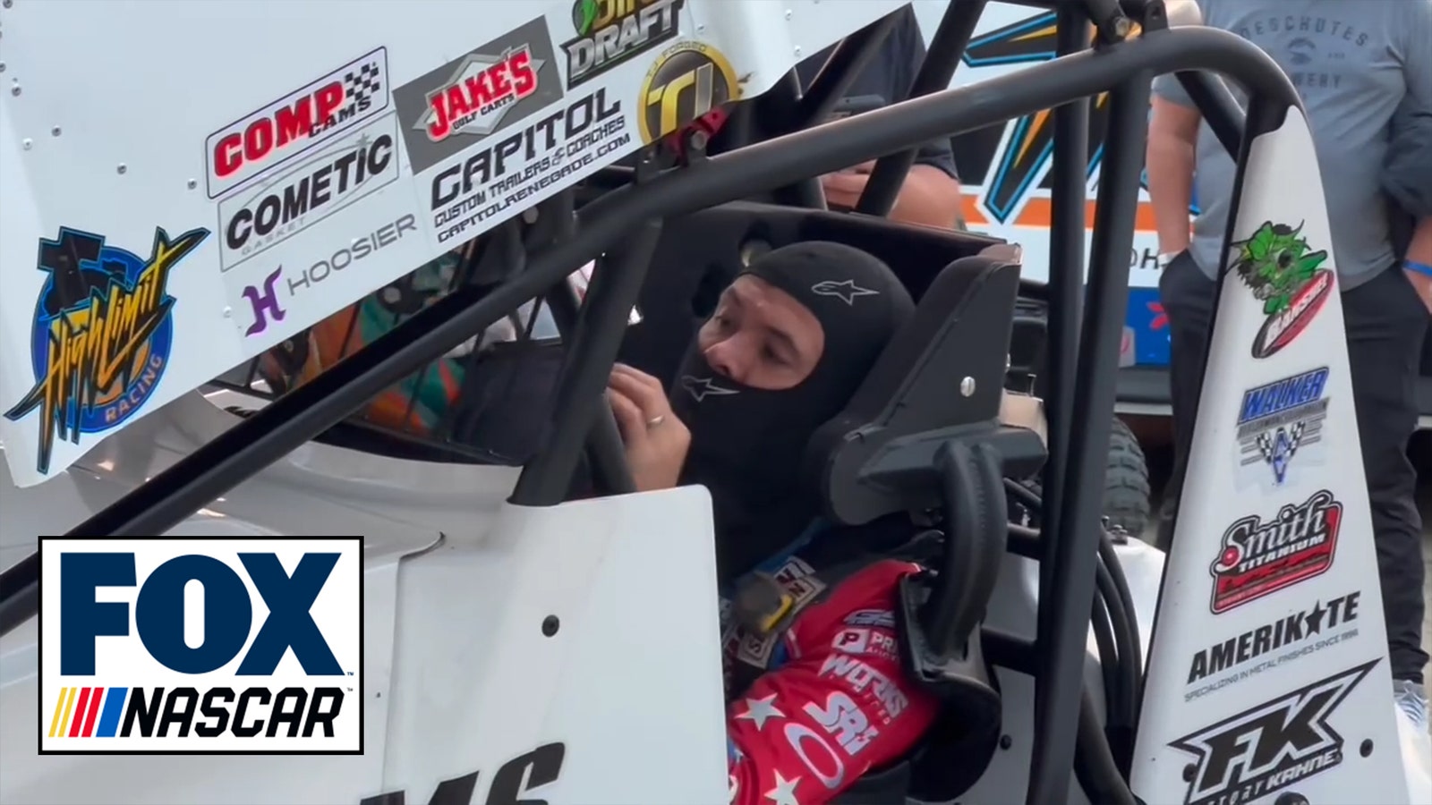 Kyle Larson gets prepared for some laps in the High Limit Racing opening night at East Bay Raceway
