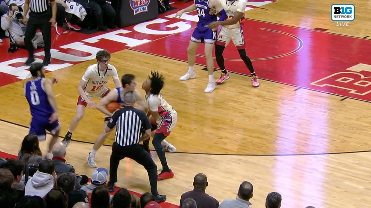 Northwestern's Ryan Langborg assessed a flagrant two and ejected after elbowing a Rutgers' player in midsection