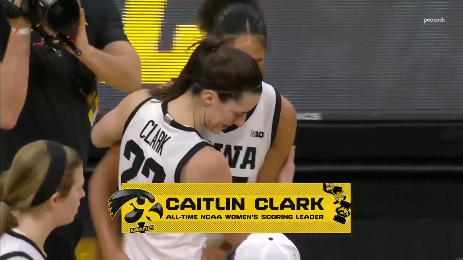 Iowa's Caitlin Clark breaks the NCAA Divison I women's scoring record with a wild 3-pointer vs. Michigan