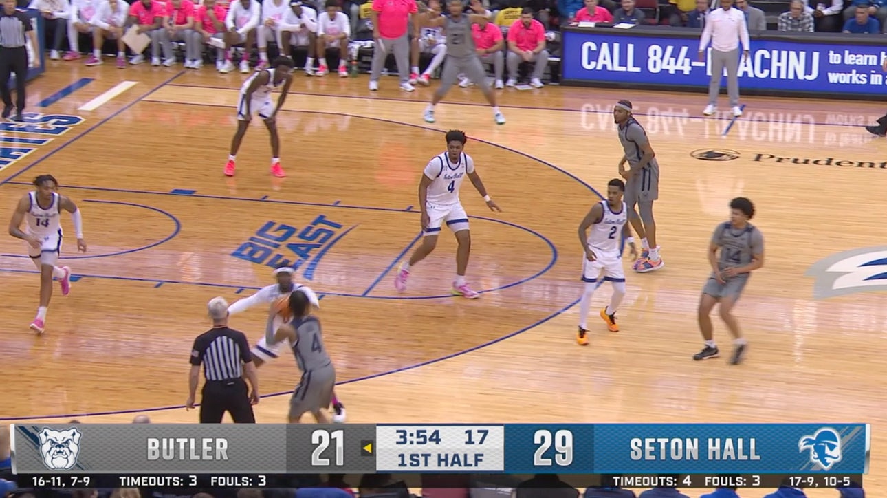 Butler's DJ Davis drains a TOUGH contested 3-pointer vs. Seton Hall