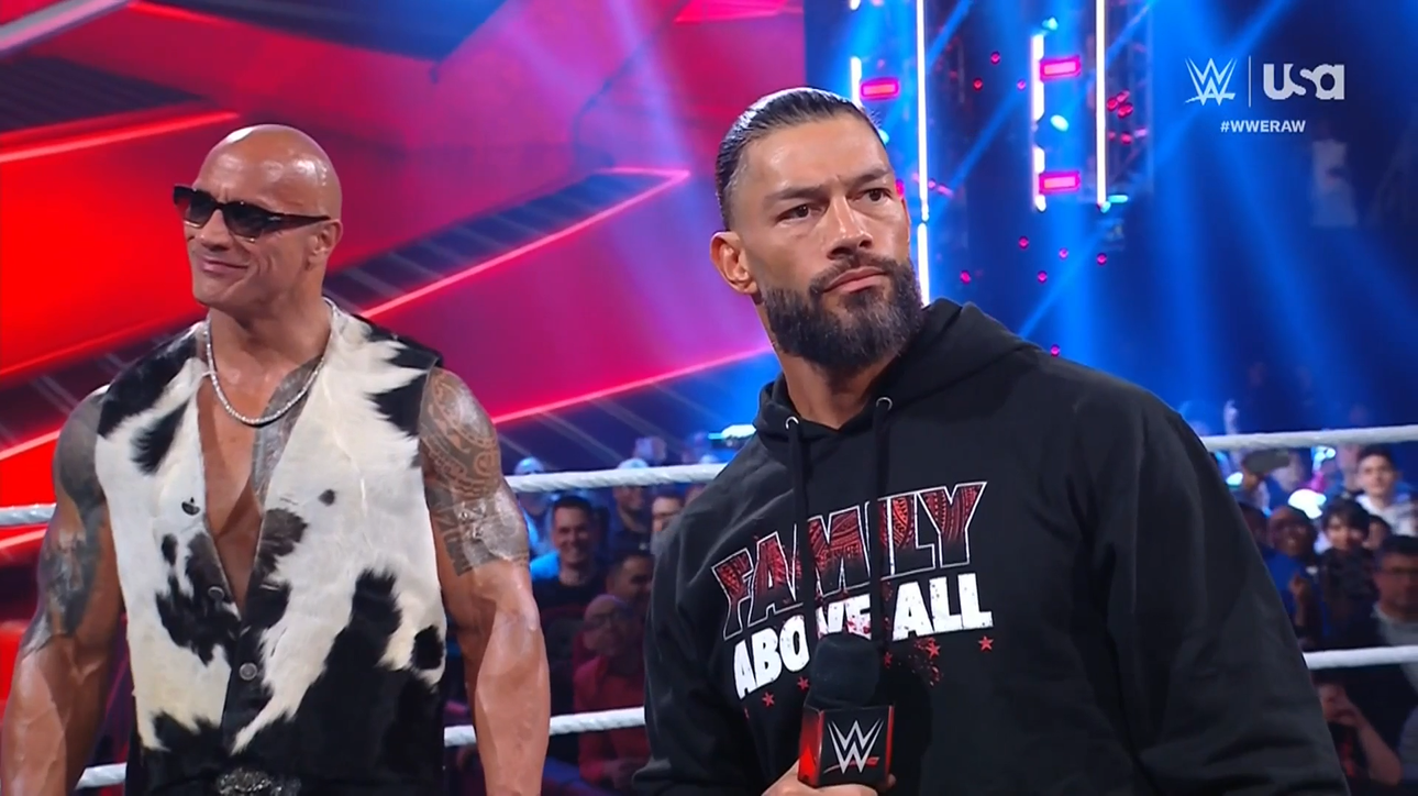 Roman Reigns thanks The Bloodline, Seth Rollins makes Shield entrance to confront The Rock