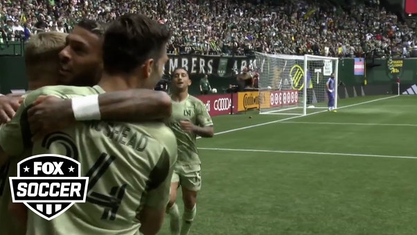 Mateusz Bogusz scores in 21' to help LAFC even the score against Portland