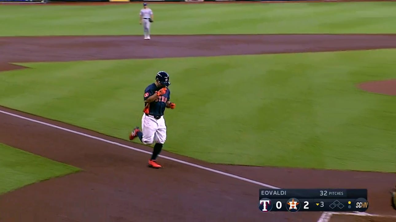 Astros' Jose Altuve cranks his second home run of the game against the Rangers