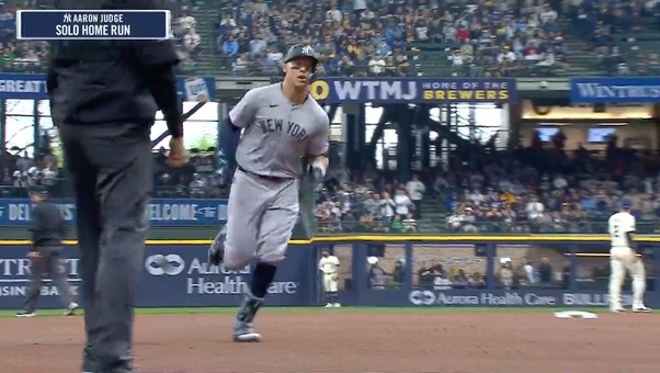 Yankees' Aaron Judge ropes a home run early vs. the Brewers