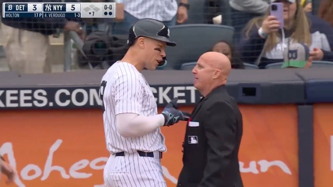 Yankees' Aaron Judge is ejected for the first time after arguing a strike three call vs. the Tigers