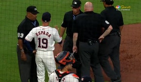 Astros pitcher Ronel Blanco is ejected for use of a foreign substance on his glove vs. A's