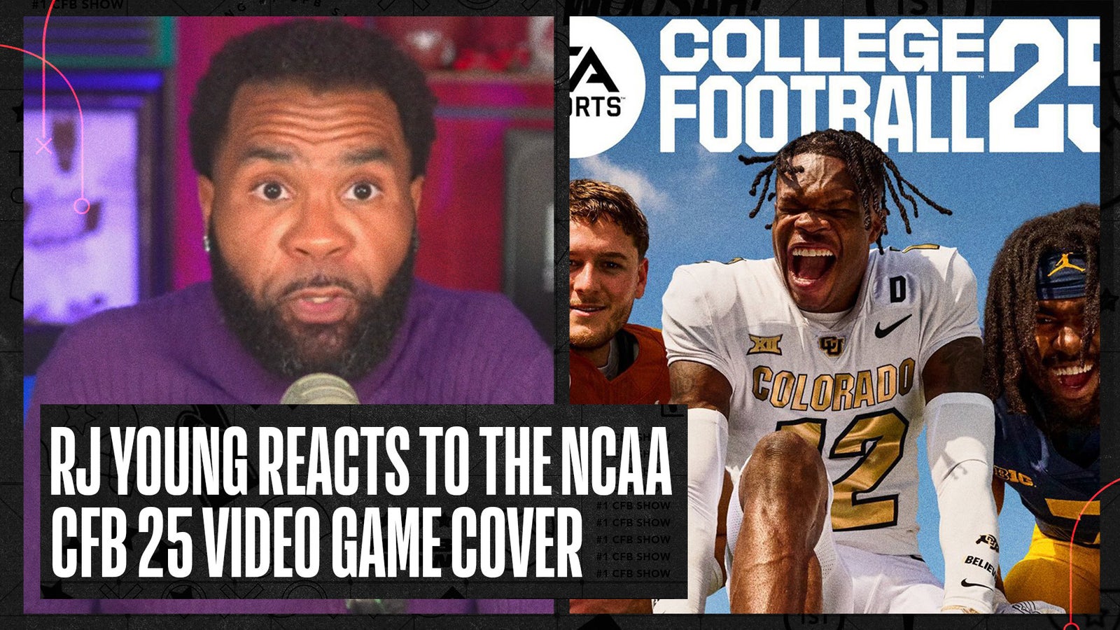 RJ Young reacts to the NCAA College Football 25 video game cover