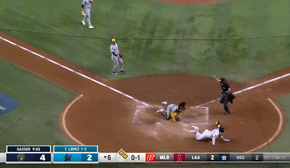 Marlins' Jazz Chisholm Jr. scores from second base on WILD bunt play vs. Brewers