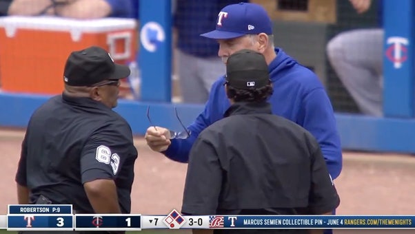 Rangers Manager Bruce Bochy ejected vs. Twins after arguing a reversed foul tip call