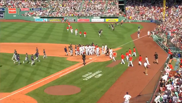 Benches and bullpens clear as a scuffle breaks out between the Red Sox and the Brewers